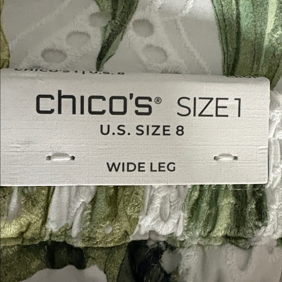 Chico's Floral Eyelet Culotte Wide Leg Pants - Picture 7 of 10